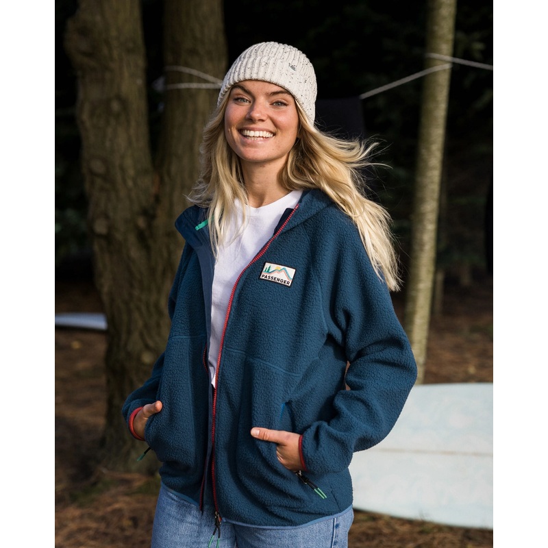 Nordkste 2.0 Full Zip Recyceltes Sherpa-Fleece – Dunkler Denim