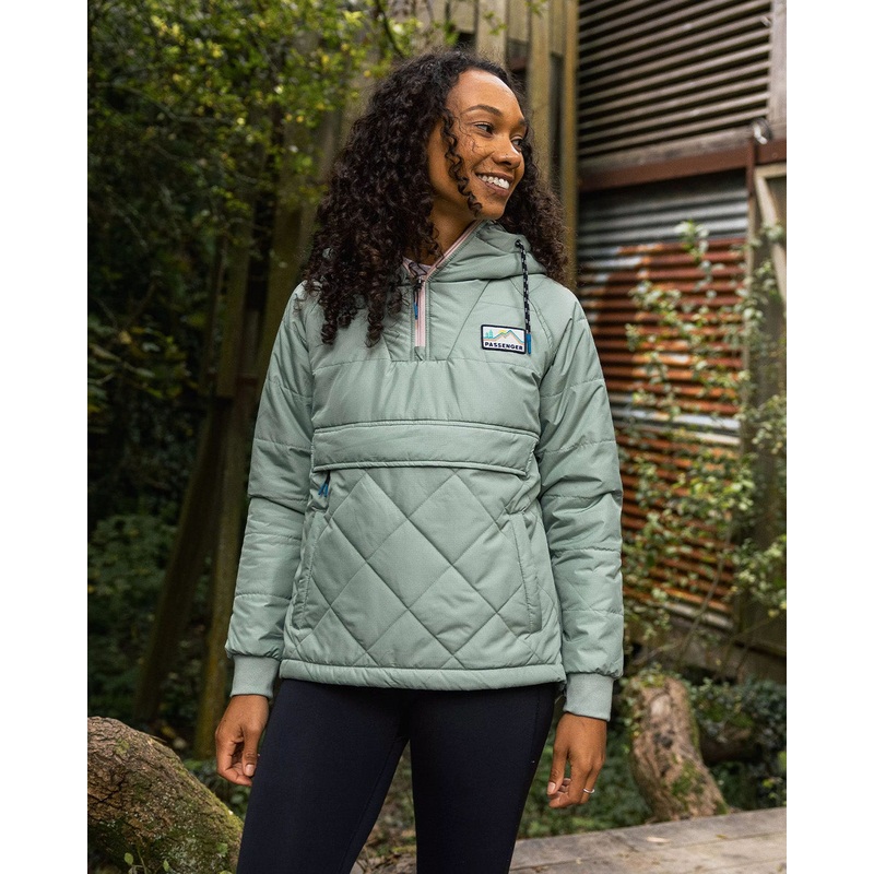 Ocean recycelte isolierte 1/2 Zip Jacke – Pistazie