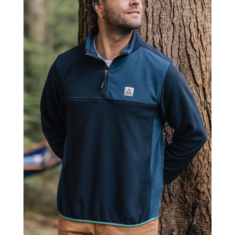 Root recyceltes Polar 1/4 Zip Fleece – Tiefes Marineblau