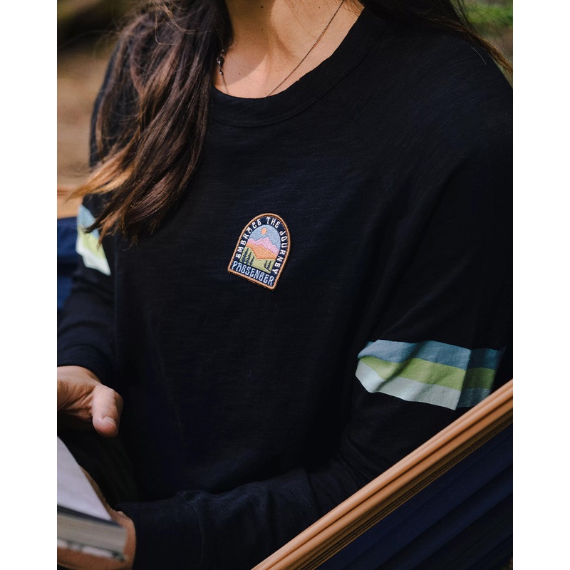 Hope Recycelte Baumwolle Oversized Langarm-T-Shirt – Schwarz