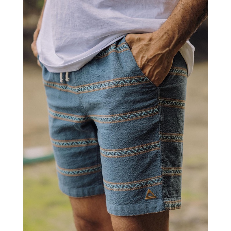 Drifter Bio-Baumwolle Jacquard Shorts – Mittelmeer Geo Streifen