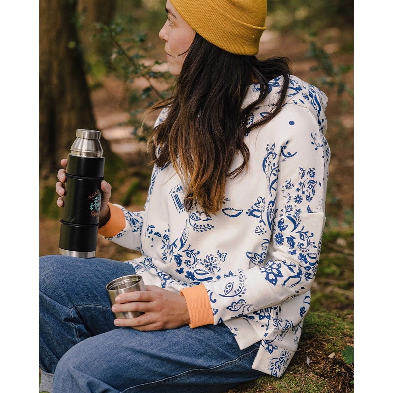 Patchwork Recycelter Baumwoll-Hoodie – Cremefarben