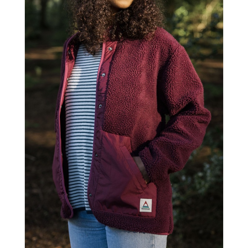 Clover Recyceltes Tiefflor-Sherpa-Fleece – Weinrot