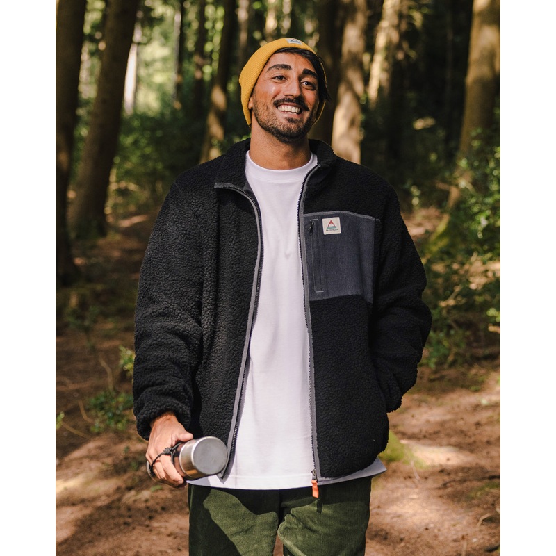 Trekker Recyceltes Tiefflor-Sherpa-Fleece – Schwarz