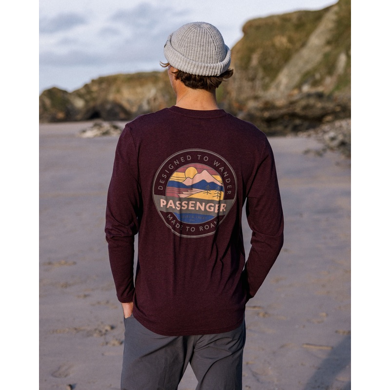 Odyssey recyceltes Baumwoll-Langarmshirt – Wein Marl