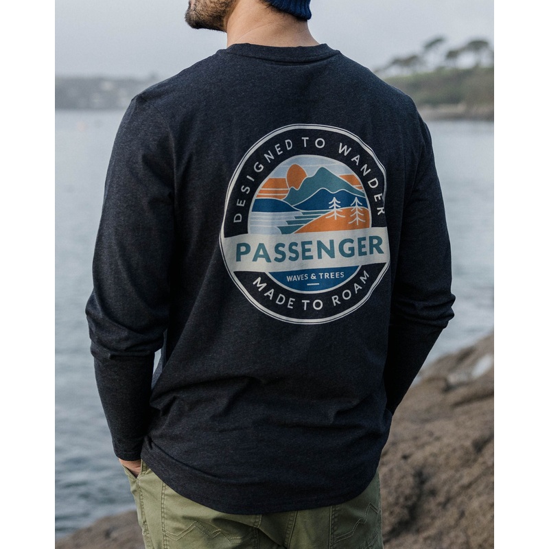 Odyssey recyceltes Baumwoll-Langarmshirt – Ebenholz Marl