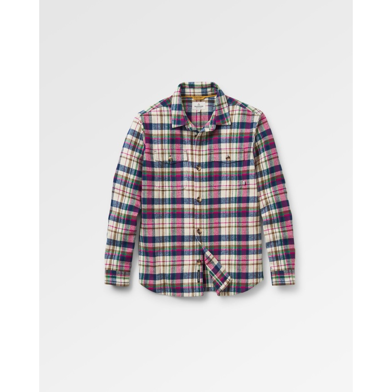 Rustic Bio-Baumwoll-Overshirt aus schwerem Stoff – Off-White-Karo