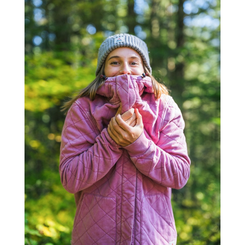 Clementine Recycelter Gesteppter Kapuzenpullover knpfbar – Mauvefarbener Dunst