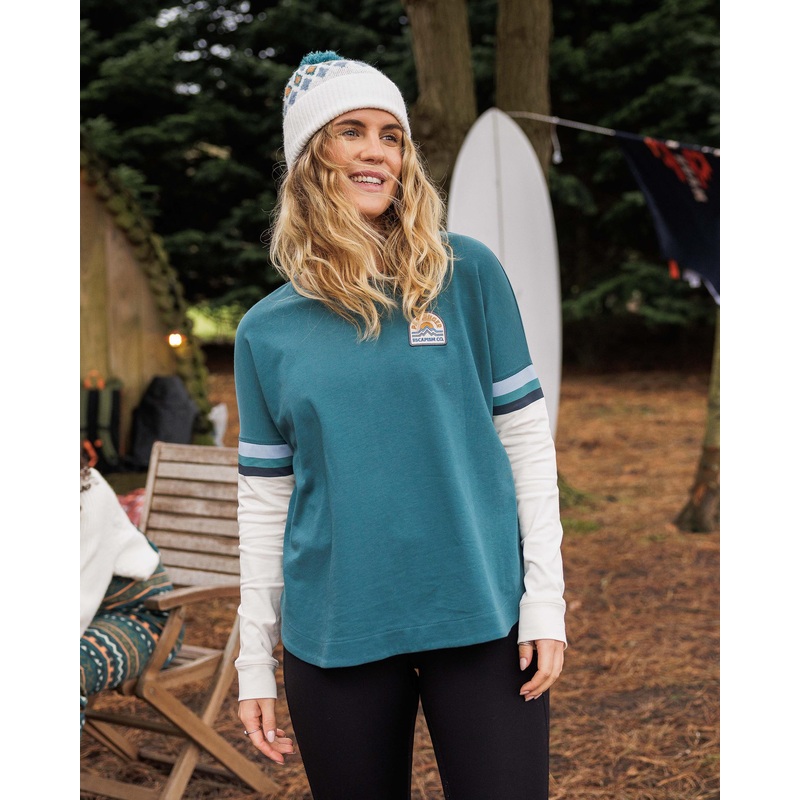 Dream Bio-Baumwolle Oversized Langarmshirt – Mittelmeer