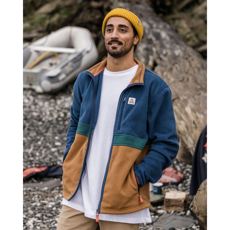 Ridge Full Zip recyceltes Polar-Fleece – Dunkles Denim/Toffee