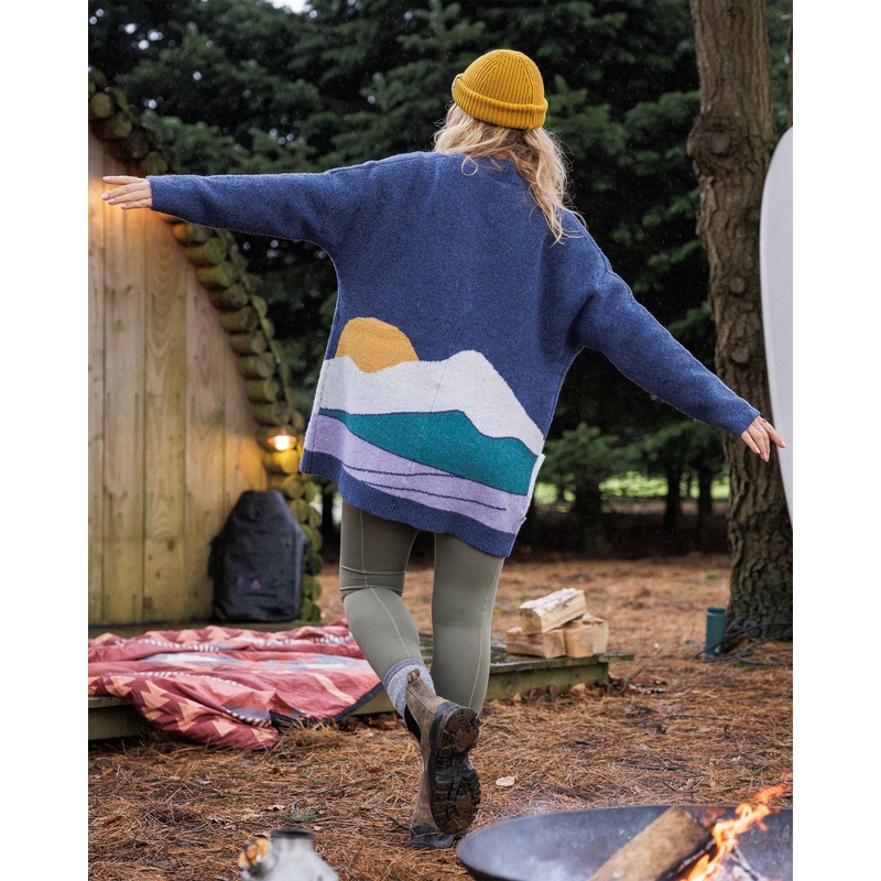 Vista Recycelter Strickcardigan – Dunkler Denim