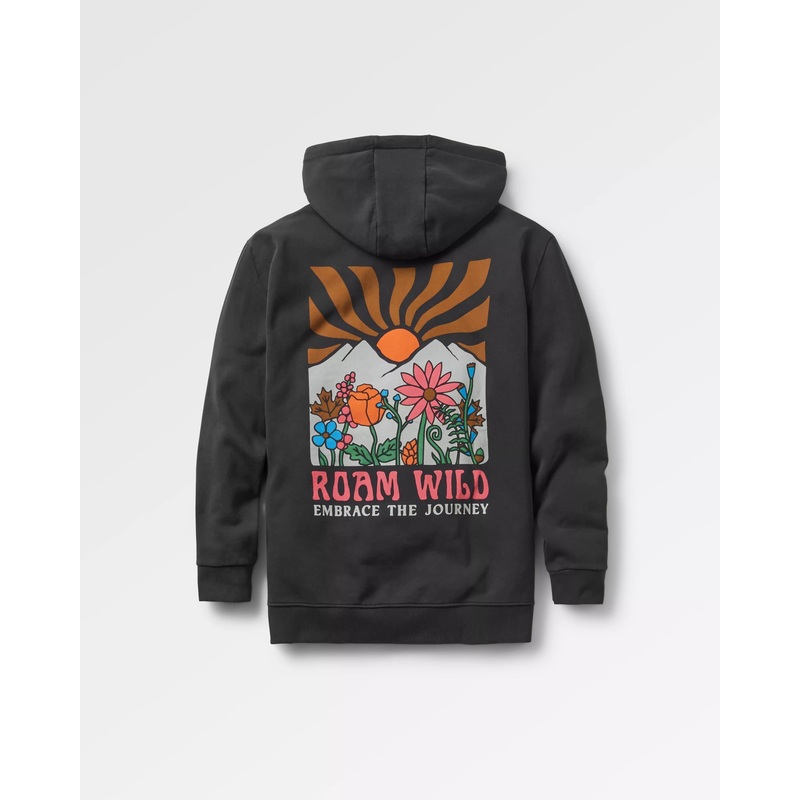 Roam Wild Recycelter Baumwoll-Kapuzenpullover – Schwarz