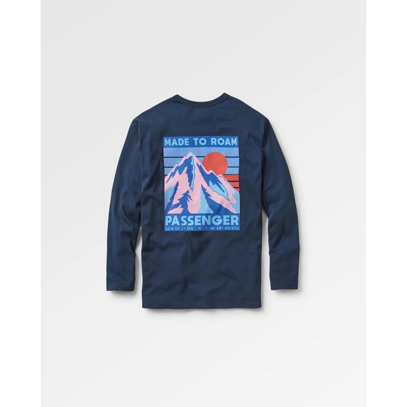 Distance Recyceltes Langarmshirt mit entspannter Passform – Tiefes Marineblau