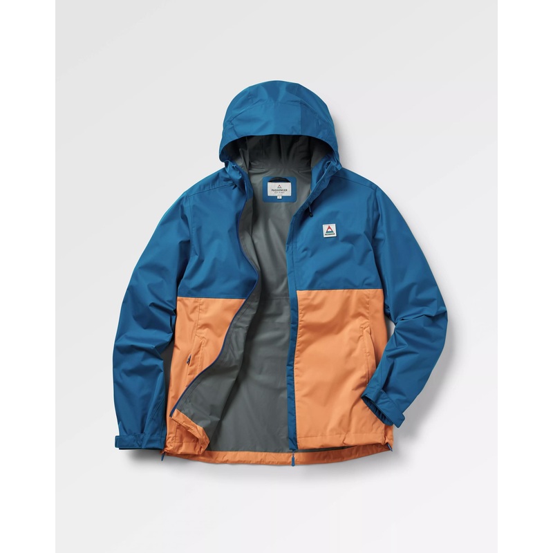 Seasonal wasserfeste recycelte Jacke – Korsarblau/Aprikose