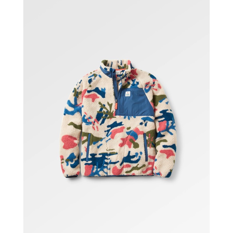 Offroad Recycelter Sherpa-Fleece mit halbem Reiverschluss – Seegras-Tarnung Kieselgrau