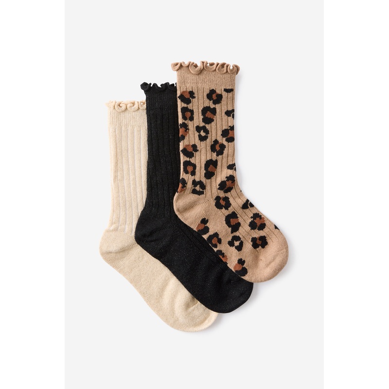Kids 3Pk Sparkle Socks|1-4|5-8|9-12|13-3