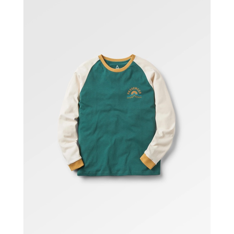 Riser Recyceltes Baumwoll Langarm-T-Shirt – Mittelmeer