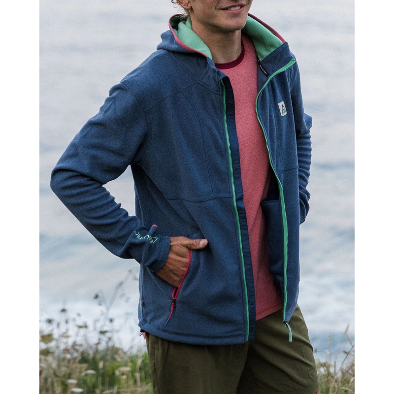 Pinegrove recyceltes Polartec Fleece Hoodie – Dunkel Meliertes Denim