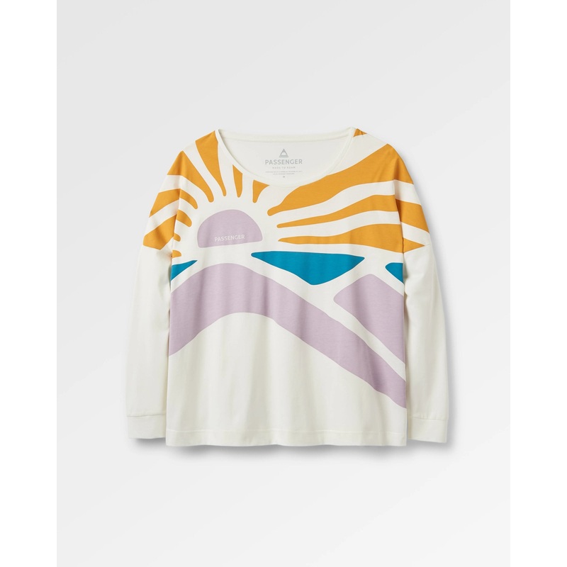 Sunsets Bio-Baumwolle Langarm-T-Shirt – Marshmallow