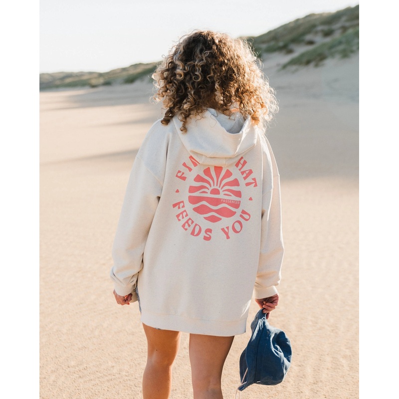 Discovery Recycelte Baumwoll-Kapuzenpullover – Milchig Meliert