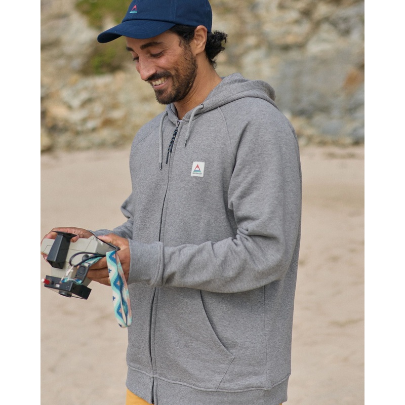 Heritage Full Zip Recycelter Baumwoll-Hoodie – Dunkelgrau meliert