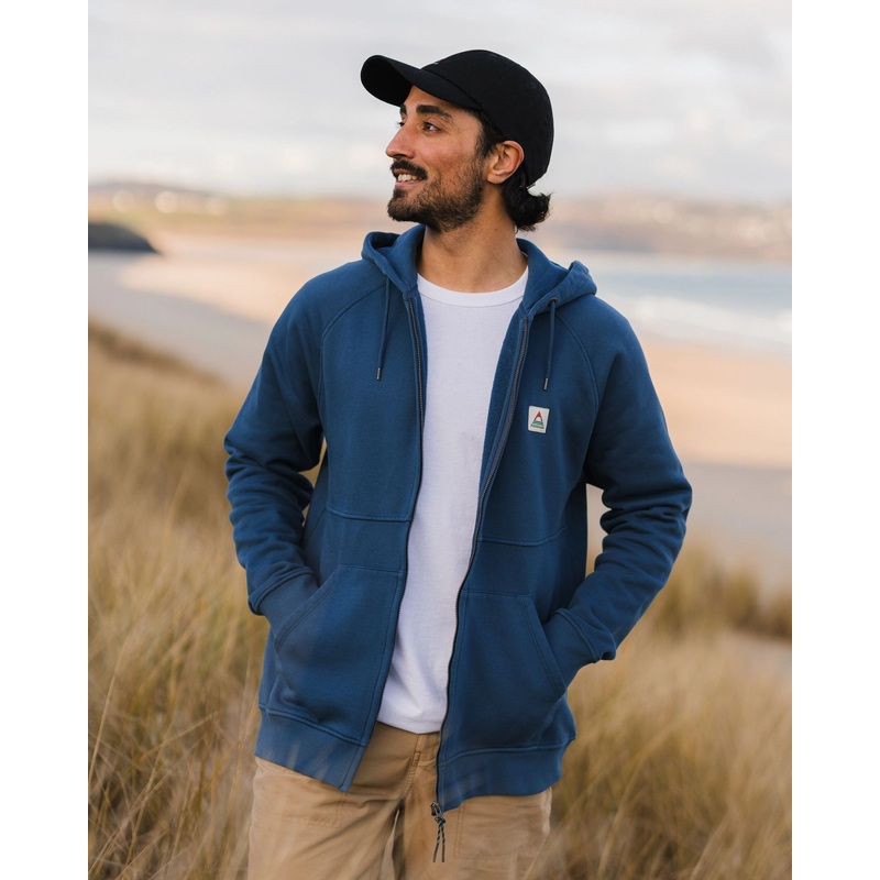 Heritage Full Zip Recycelter Baumwoll-Hoodie – Dunkler Denim