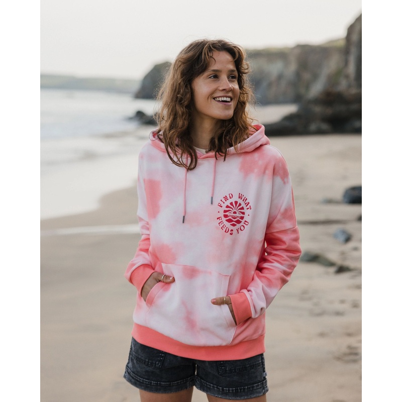 Rediscover bedruckter Kapuzenpullover – Batike Muschelrosa