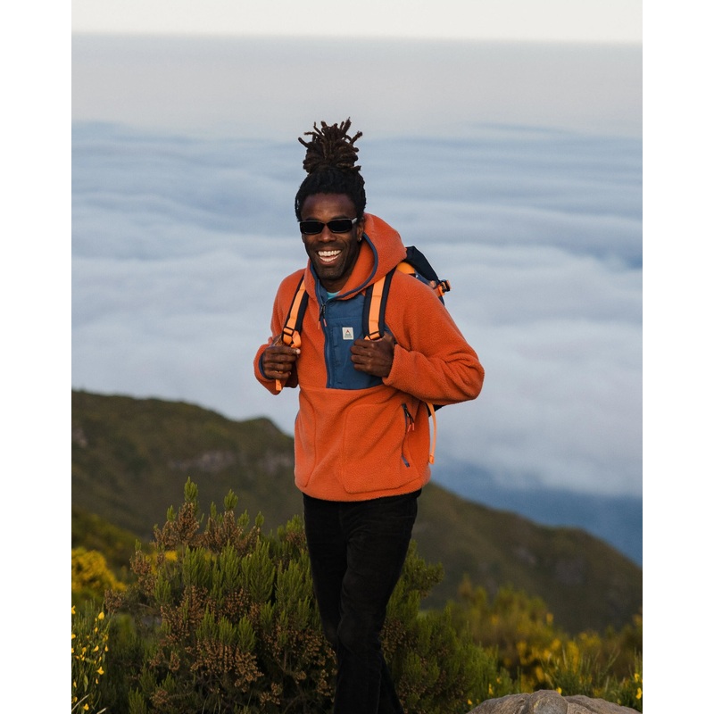 Ventura 1/2 Reiverschluss Recyceltes Sherpa-Fleece – Gebrannter Ton