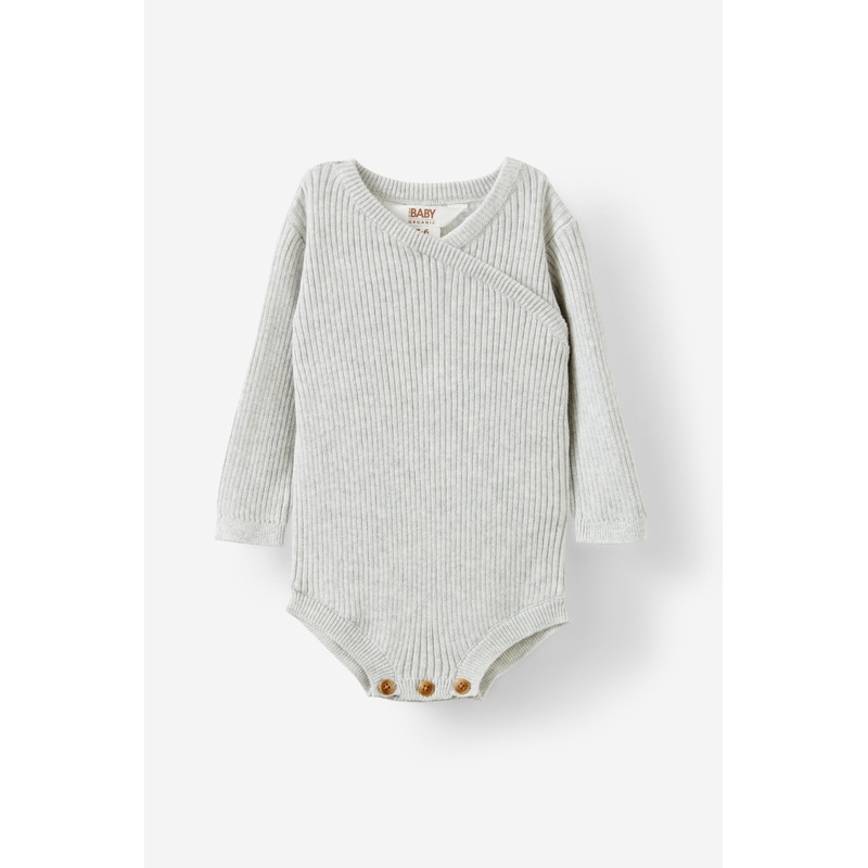 Organic Rib Knit Cross Over Tie Bubbysuit