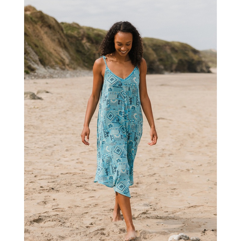 Copetn Jumpsuit – Vintage Patchwork Blau Pool