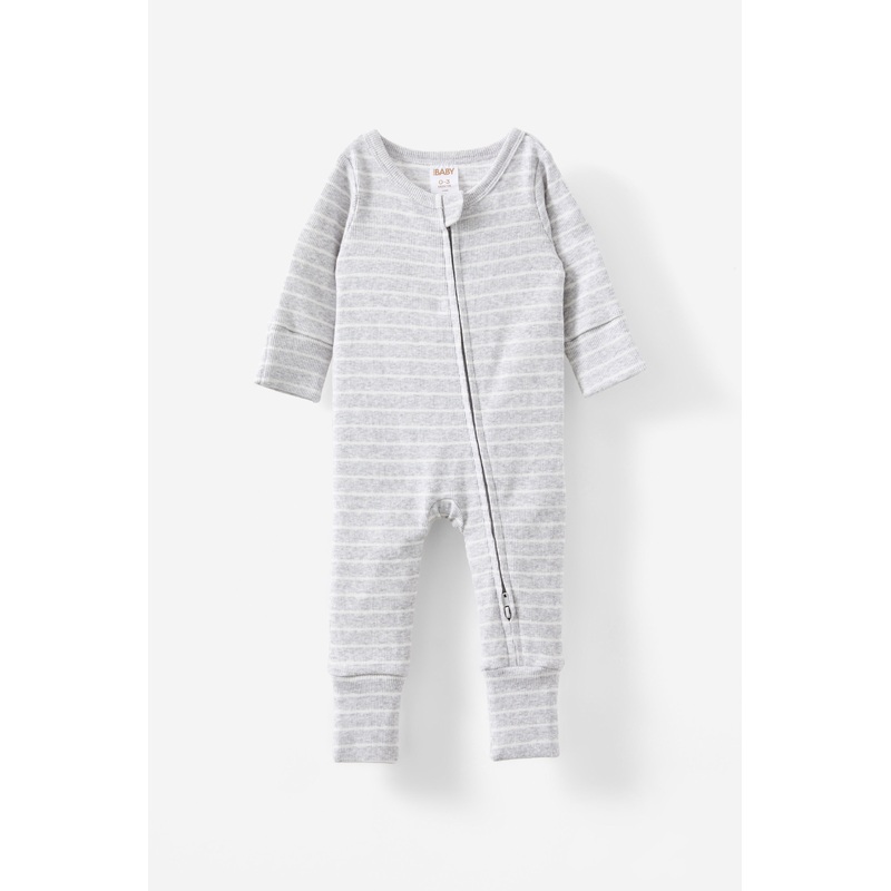 The Long Sleeve Rib Romper|NEWBRN|0-3M|3-6M|6-12M|12-18M|18-24M