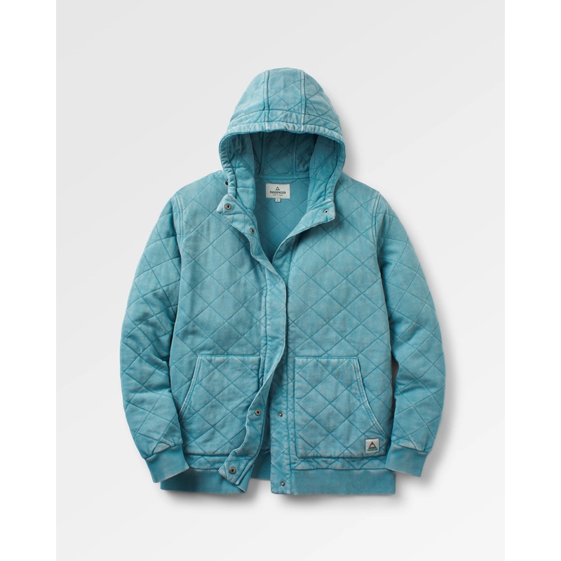 Clementine Recycelter Gesteppter Kapuzenpullover knpfbar – Blauer Pool