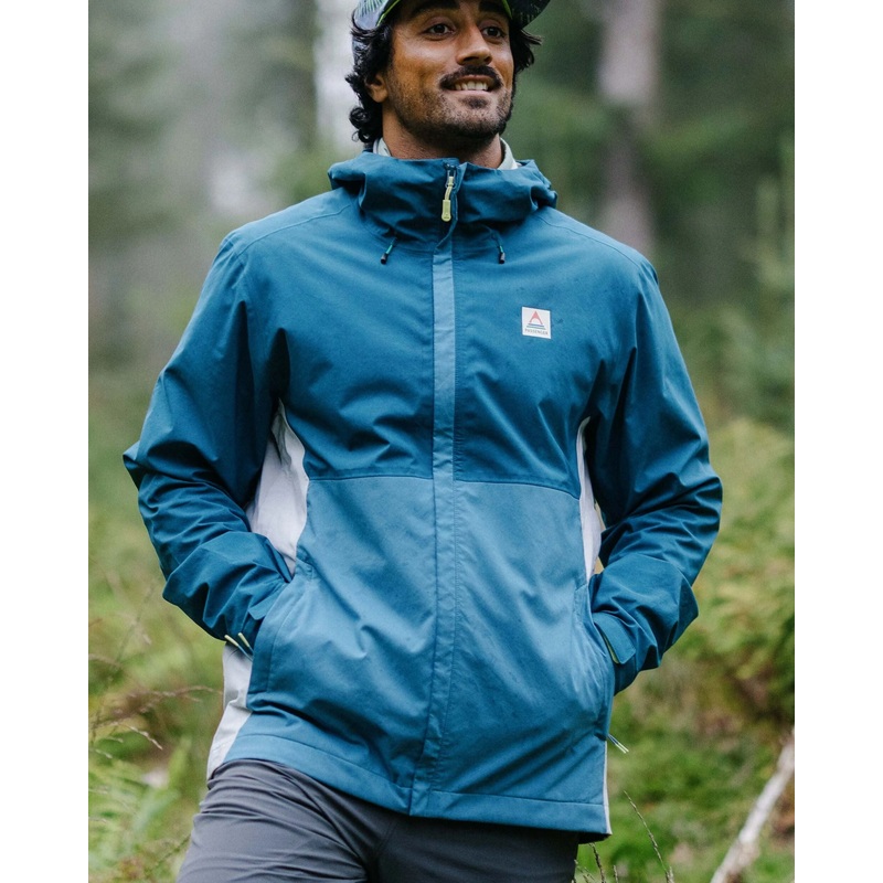 Downpour Recycelte Wasserdichte Jacke – Gezeitenblau/Blaustahl