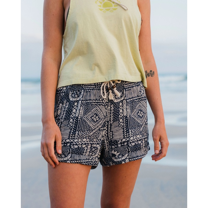 Santosa Gewebte Shorts – Vintage Patchwork Marineblau