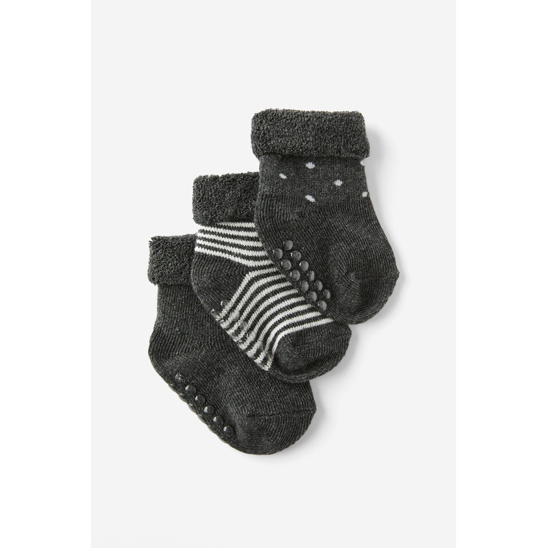 3Pk Terry Baby Socks|0-6M|6-12M