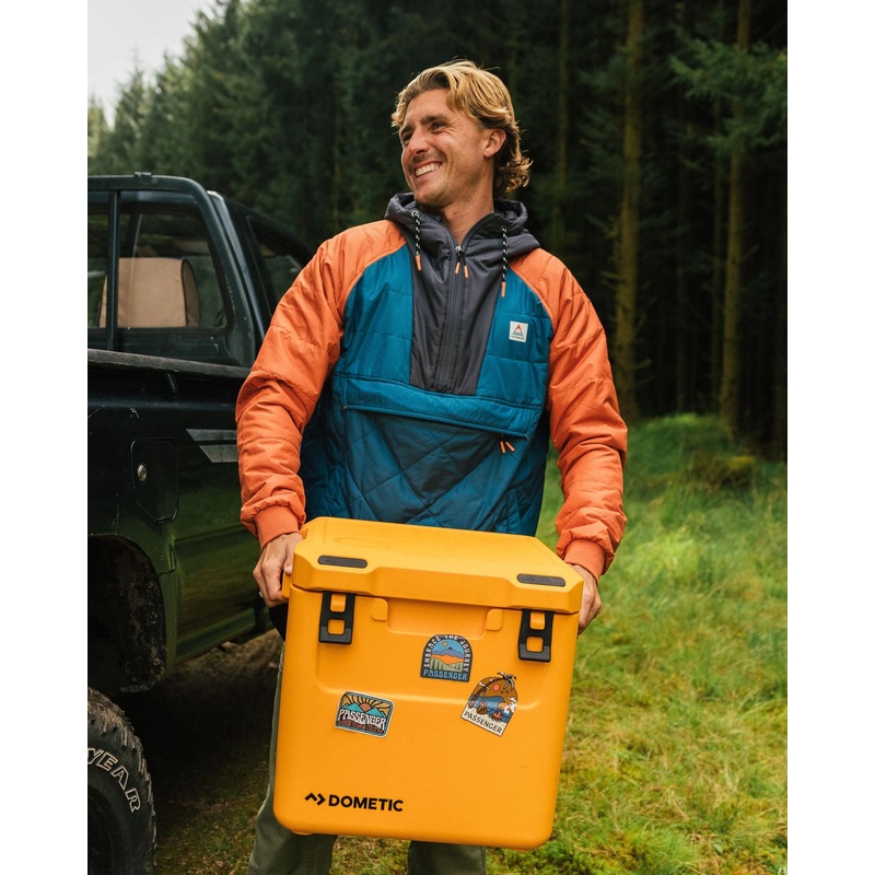 Oceanic recycelte isolierte 1/2 Zip Jacke – Gezeitenblau/Verbranntes Orange