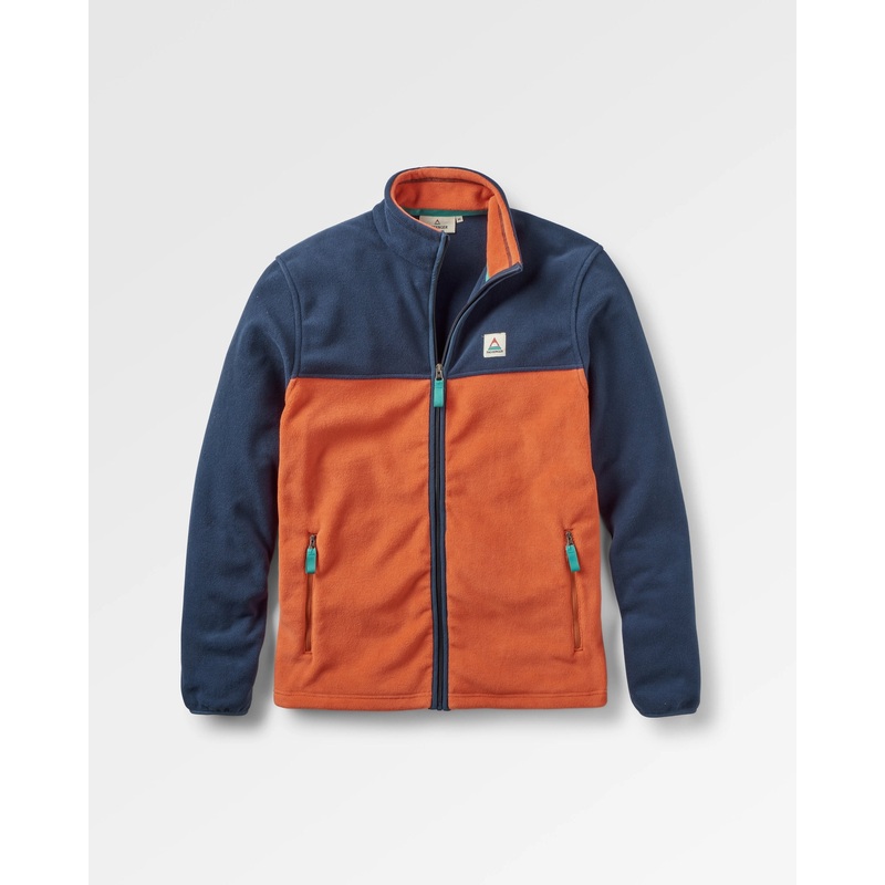 Ridge 2.0 Full Zip Recyceltes Polar-Fleece – Dunkles Marineblau / Verbranntes Orange