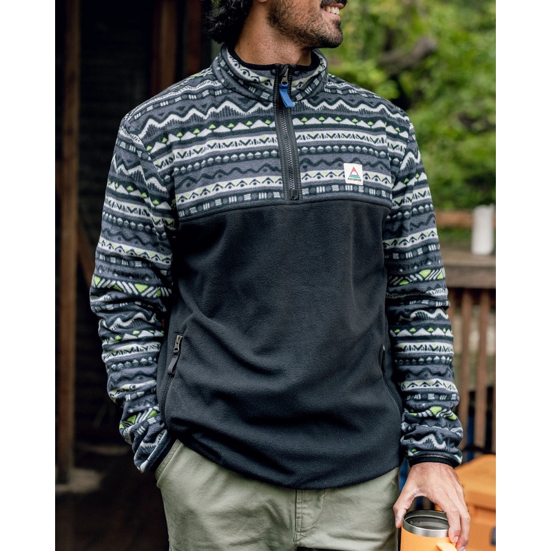 Set Off recycelter Polar 1/4 Zip Fleece – Berg Geo Holzkohle