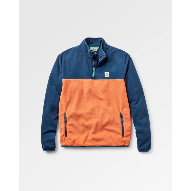 Set Off recycelter Polar 1/4 Zip Fleece – Dunkles Marineblau / Verbranntes Orange