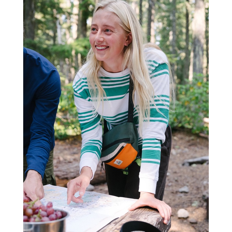 Graceful strukturiertes Langarm-Top – Greenlake Streifen