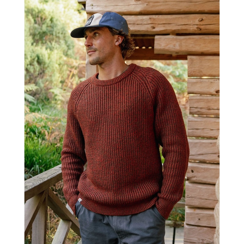 Fog Recycelter Gestrickter Pullover – Roter Ocker