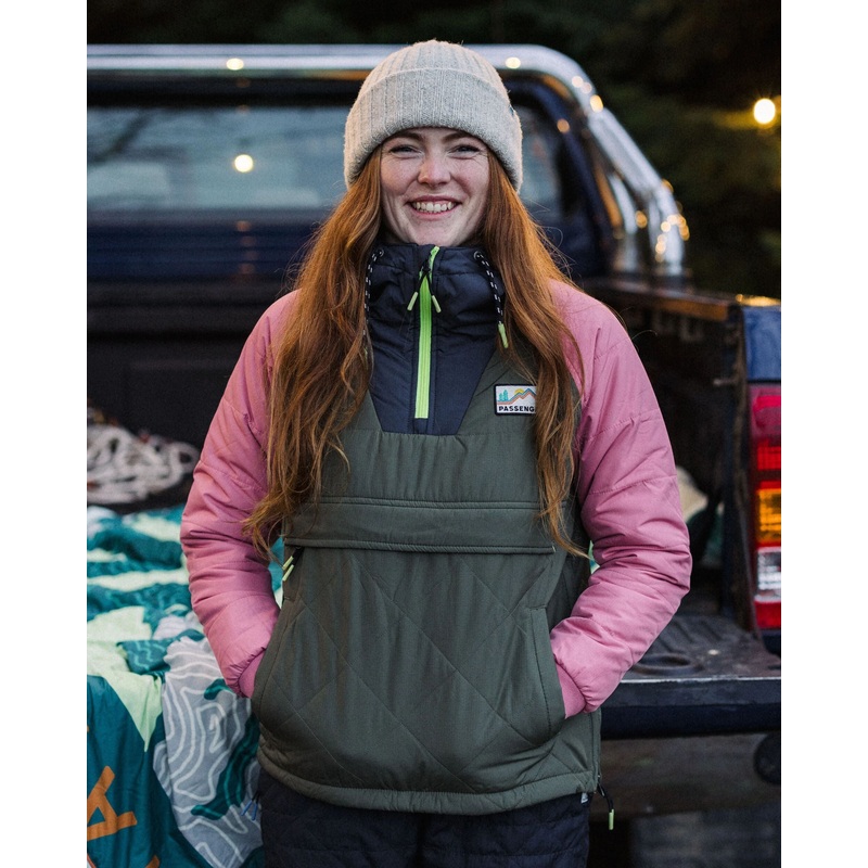 Ocean recycelte isolierte 1/2 Zip Jacke – Staubige Olive