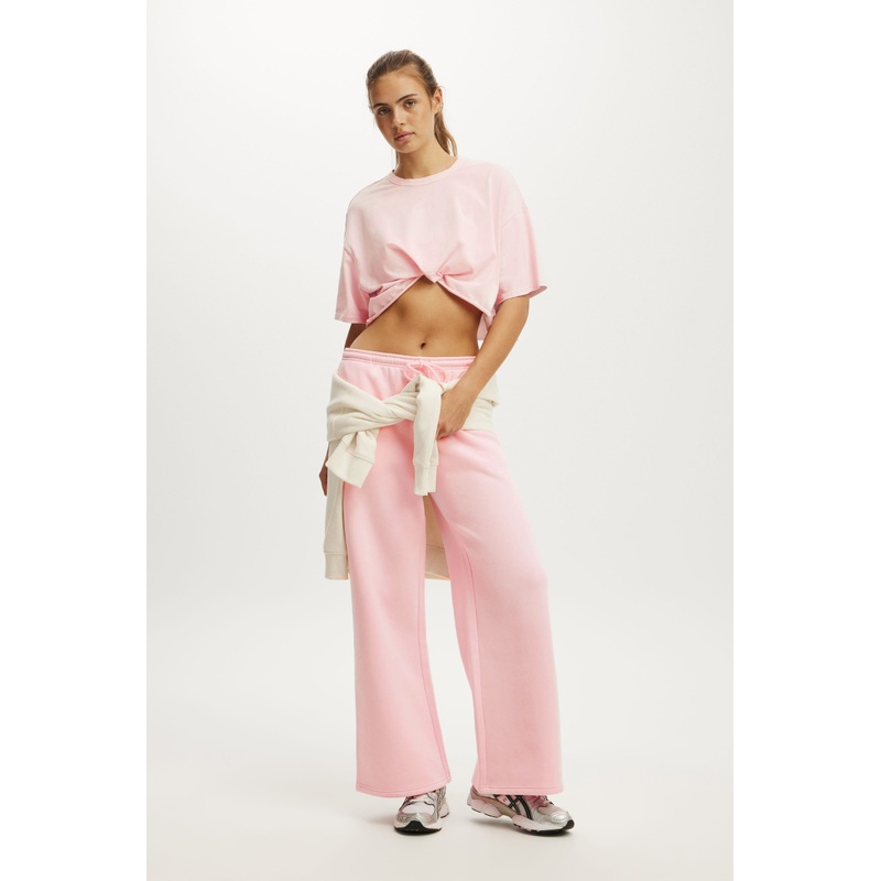 Plush Tie Waist Wide Leg Sweatpant