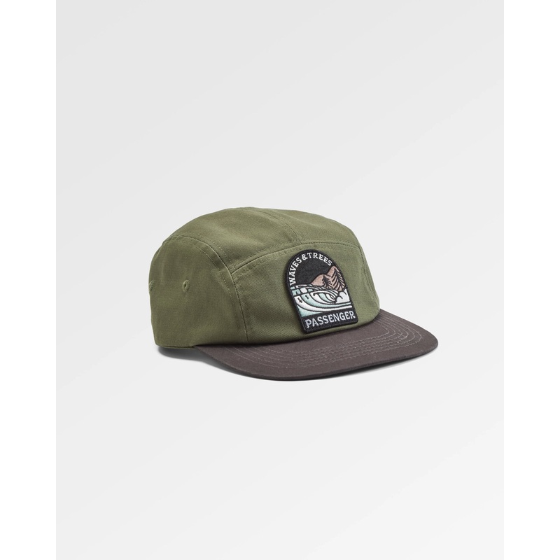 Waves & Trees Recycelte 5-Panel-Kappe – Staubiges Olivengrn