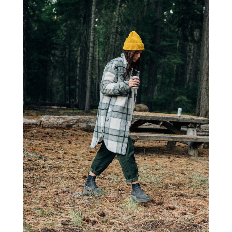 Cloudy 2.0 Recyceltes Sherpa-Fleece-Hemd – Pistazien-Check