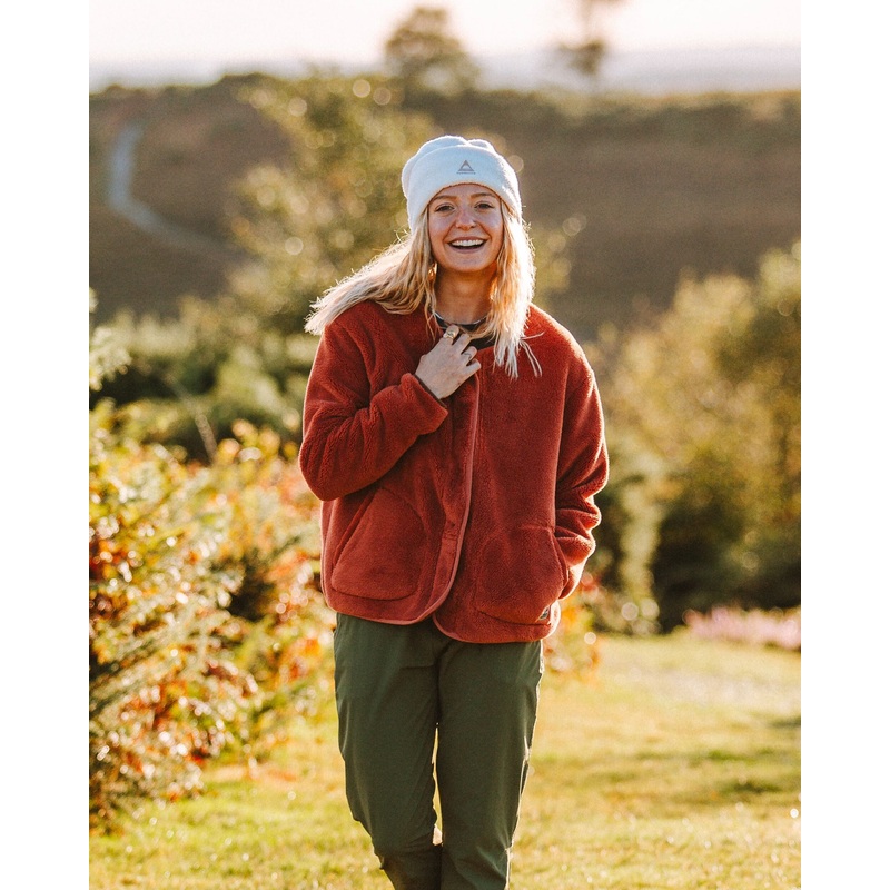 Iris Kragenlose Recycelte Fleecejacke – Gebrannter Ton