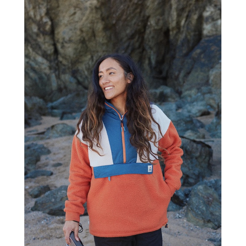 Maren 1/2 Zip Recyceltes Sherpa-Fleece – Gebranntes Orange