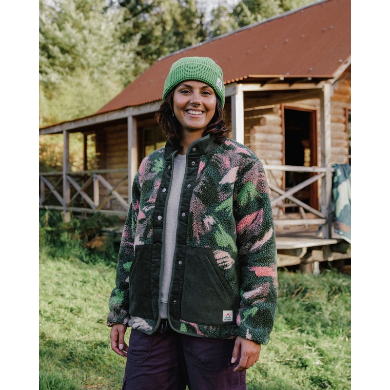 Clover 2.0 Recyceltes Sherpa-Fleece – Abstrakte Bergtanne