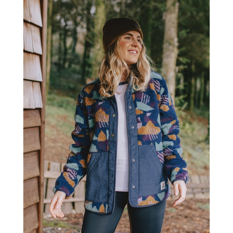 Clover 2.0 Recyceltes Sherpa-Fleece – Tiefblaues Tarnmuster