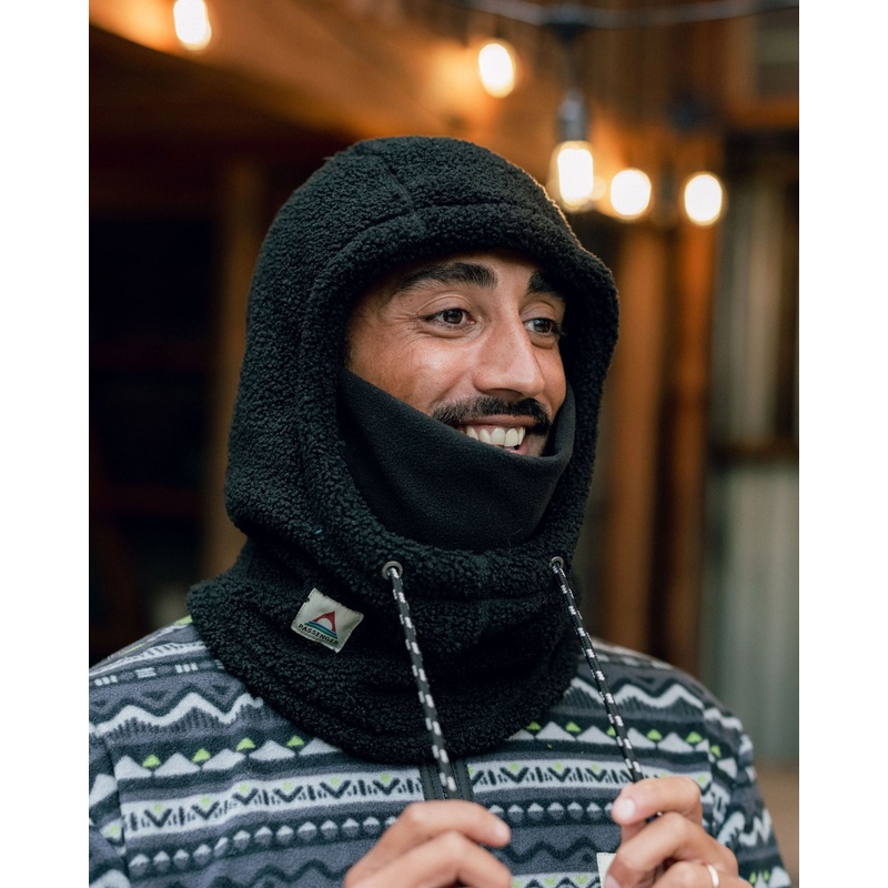 Snowdrift Recyceltes Fleece-Kapuzenoberteil – Schwarz